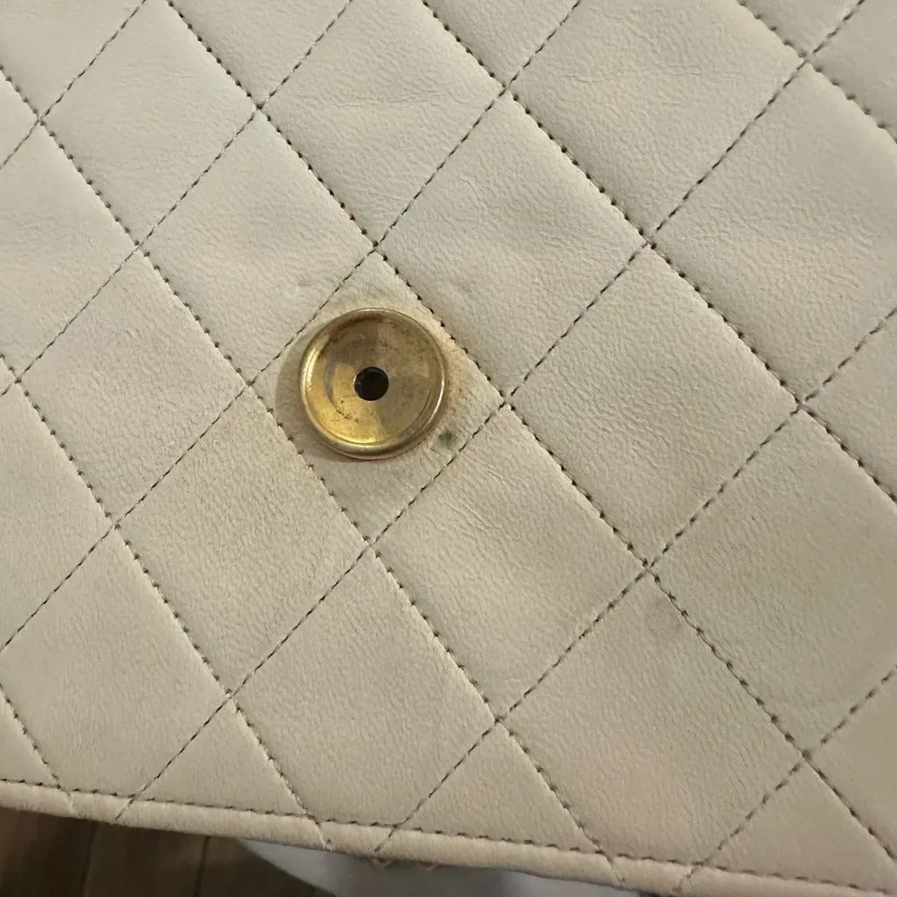 Chanel Cream Gold Quilted Crossbody Bag